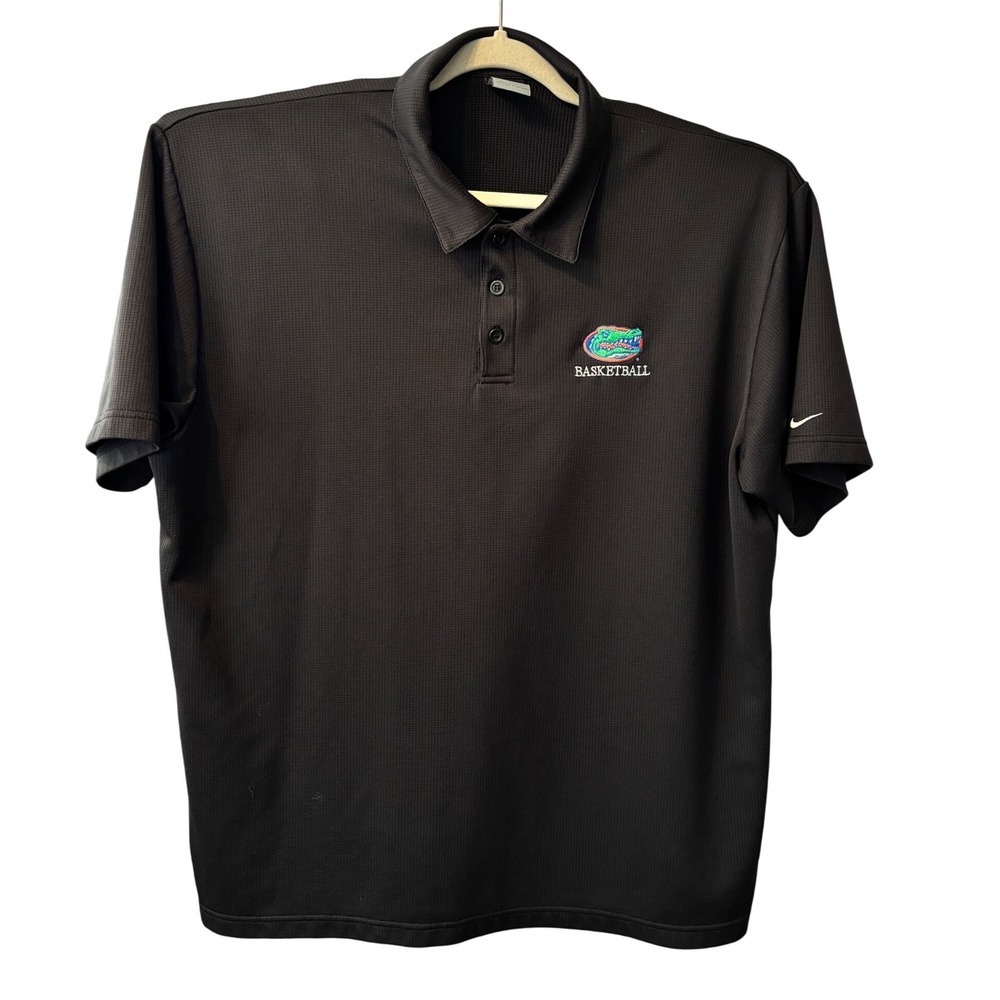 Nike Sphere Dry Mens XXL Black Basketball Polo Shirt Florida Gators Logo
